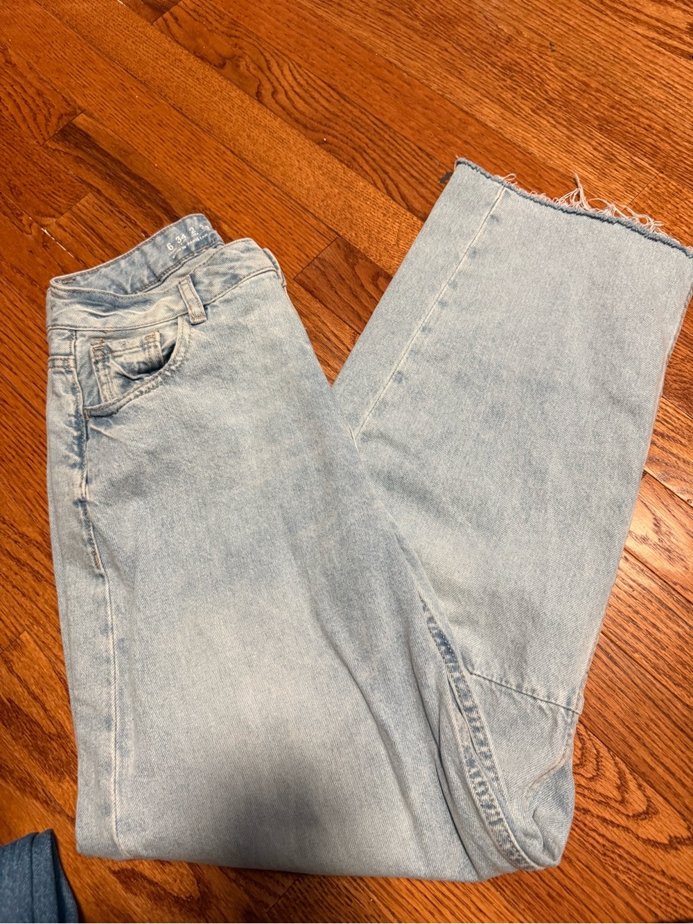 Express Light Blue High-Rise Straight Jeans